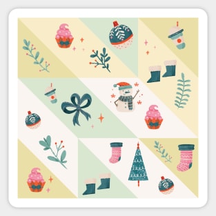 Christmas Patterns | Pink Ice Cream And Snowman Sticker